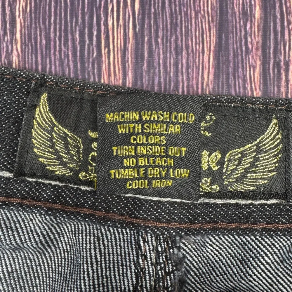 Raw Blue Denim Set 2XL/38x34 Black Gothic Cross Embroidered Y2K Streetwear Suit